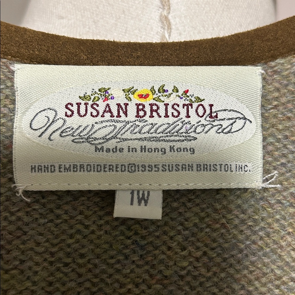 Vintage Susan Bristol hand embroidered floral wool sweater vest size 1 W - Picture 10 of 17